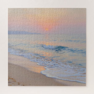 Puzzle Plage de coucher de soleil serein lueur de l'océan