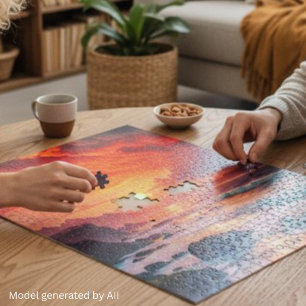 Puzzle Plage de coucher de soleil sur mesure - Falaises d