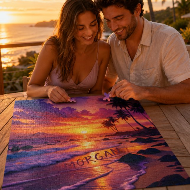 Puzzle Plage de coucher de soleil tropicale customisée -  (Créateur téléchargé)