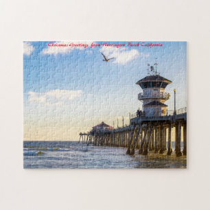 Puzzle Plage de Huntington Beach, Californie. Vœux de Noë