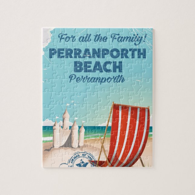 Puzzle Plage de Perranporth poster balnéaire Vintage (Vertical)