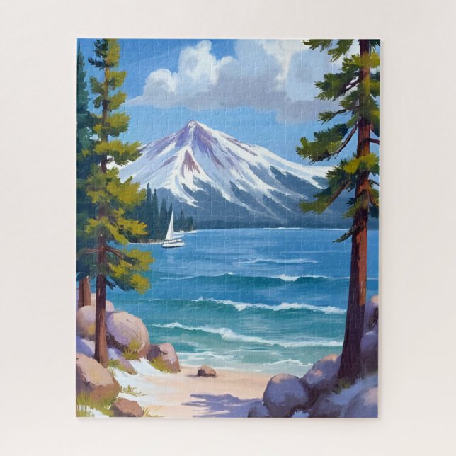 Puzzle Plage de Sand Harbor Lac Tahoe Peinture (Vertical)