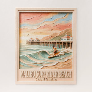 Puzzle Plage de Surfrider à Malibu Surfant Texte 3D Vinta