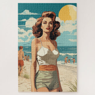 Puzzle Plage fille 1950