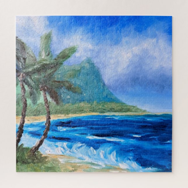Puzzle Plage Hawaii Sunny Peinture Paradis Tropical Palm (Vertical)