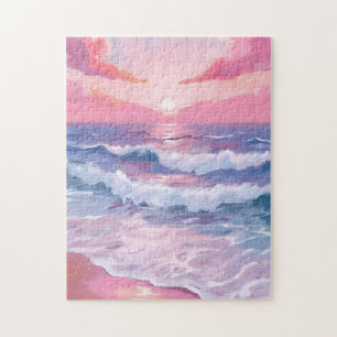 Puzzle Plage Rose Rivage Océan Peint