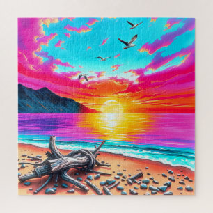 Puzzle Plage Surreal Sunset