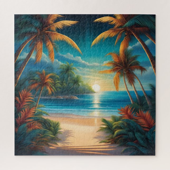Puzzle Plage tropicale avec palmiers (Vertical)