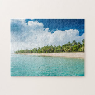 Puzzle Plage tropicale bordée de palmiers