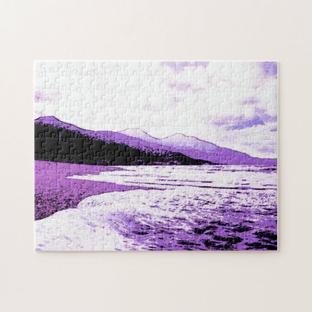 Puzzle Plage Twilight en violet et violet (Horizontal)