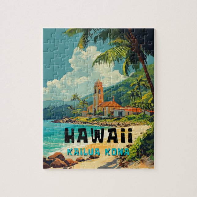 Puzzle Plage vintage de Kailua Kona Hawaii (Vertical)
