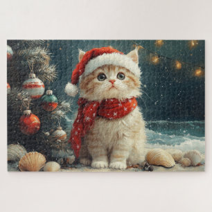 Puzzle Plage Vintage de Noël de Chat Perse