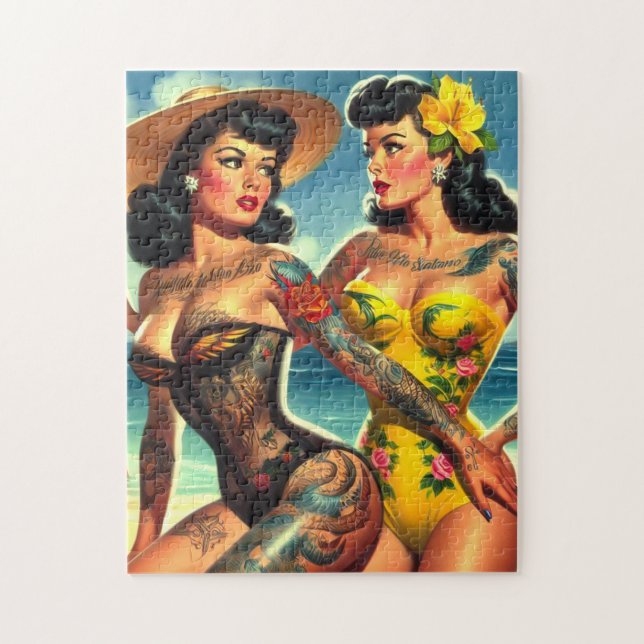 Puzzle Plage Vintage tatouée (Vertical)