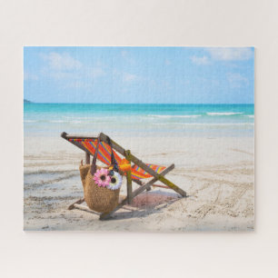 Puzzle Plages tropicales   Chaise de plage sur sable