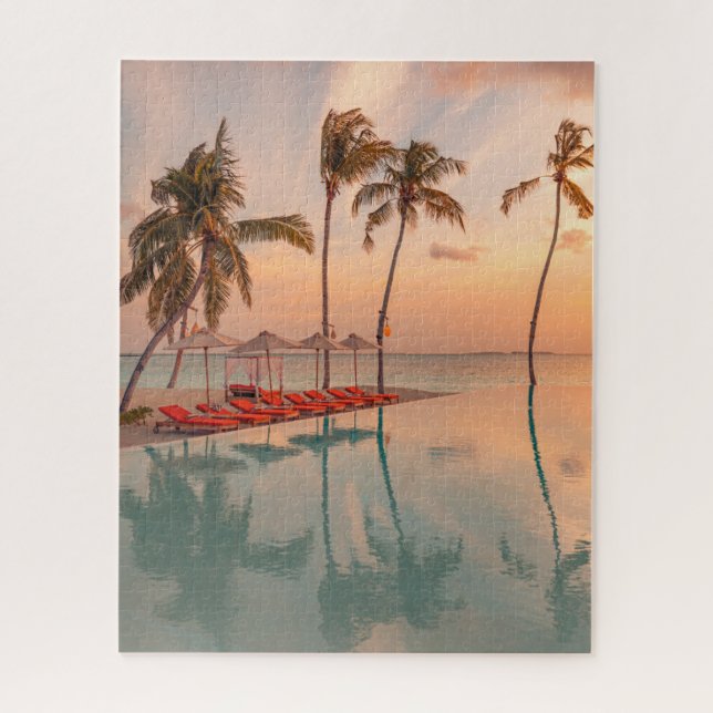 Puzzle Plages tropicales | Maldives Tropical Beach & Pool (Vertical)