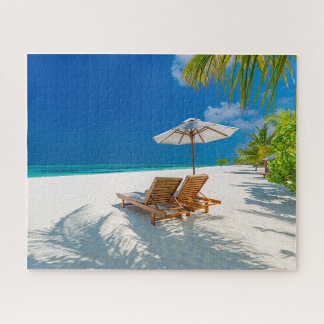 Puzzle Plages tropicales | Plage de chaises longues Bora  (Horizontal)