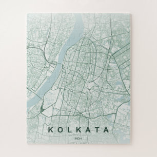 Puzzle Plan de la ville de Kolkata en design minimal