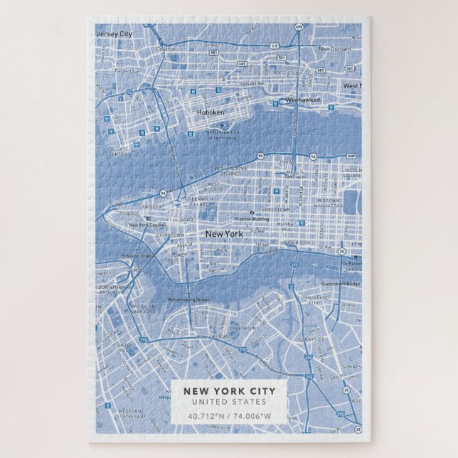 Puzzle Plan de la ville de New York (bleu) (Vertical)