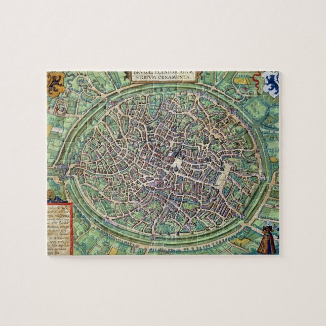 Puzzle Plan de ville de Bruges, de 'Civitates Orbis (Horizontal)