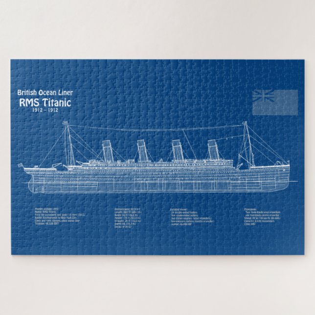 Puzzle Plan directeur du navire Titanic RMS ABD (Horizontal)