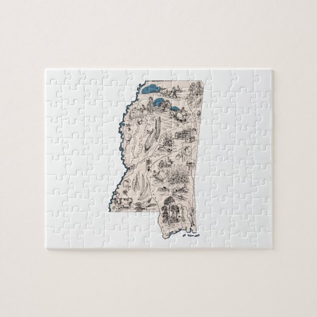 Puzzle Plan du Mississippi en plan Vintage (Horizontal)