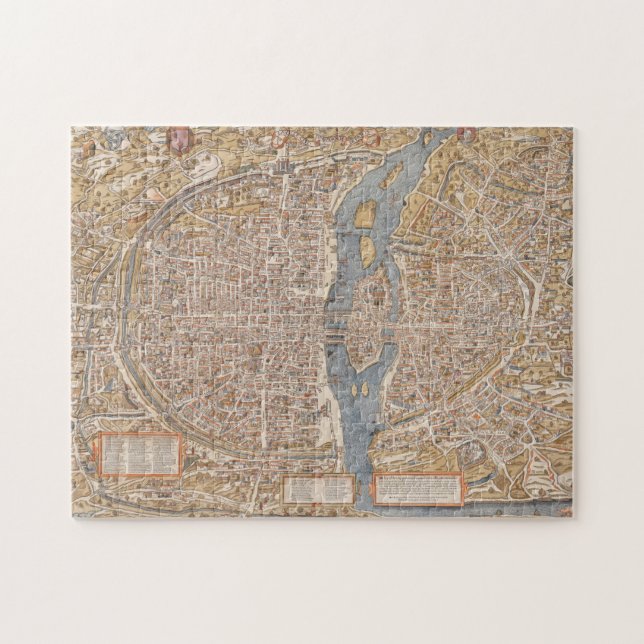 Puzzle Plan vintage de Paris France toile Imprimer (Horizontal)