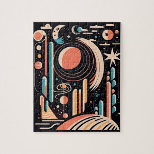 Puzzle planète spatiale géométrique Abstraite. cosmos vin