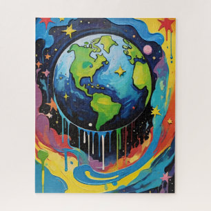 Puzzle Planète Terre goutte de peinture