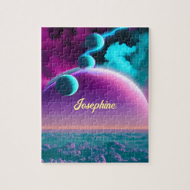 Puzzle Planètes cosmiques dans les planètes violettes et  (Vertical)