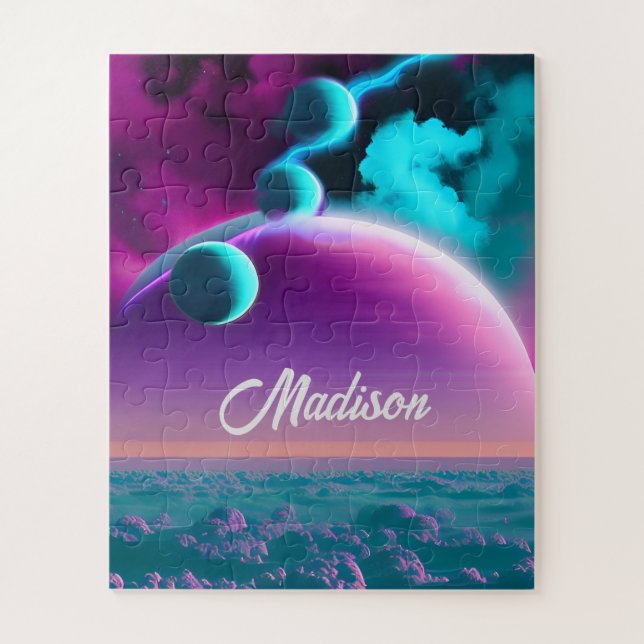 Puzzle Planètes cosmiques en Imaginaire magique violet Un (Vertical)