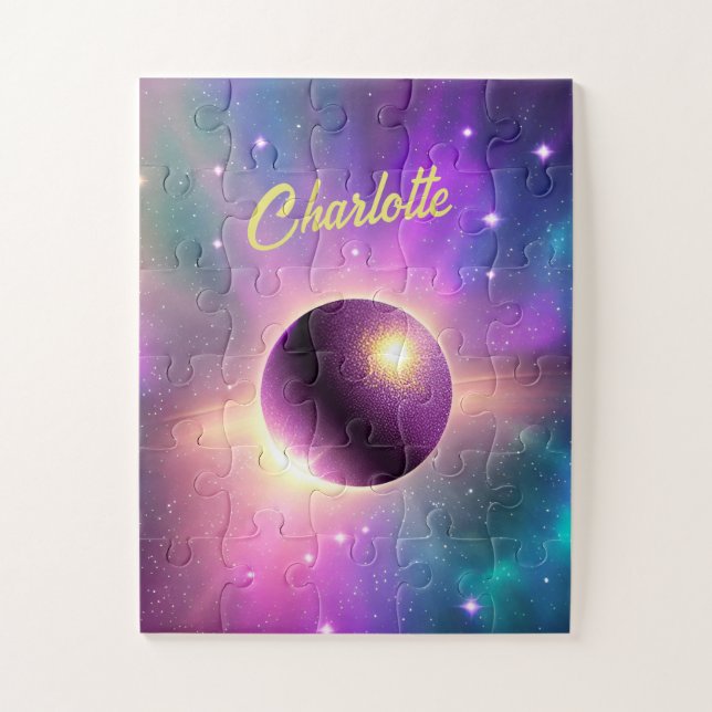 Puzzle Plante cosmique Plaine pourpre orbitant l'univers (Vertical)