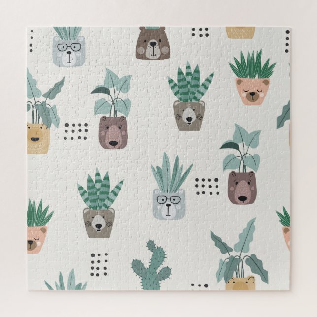 Puzzle Plantes de dessin : Visage d'ours sans couture (Vertical)