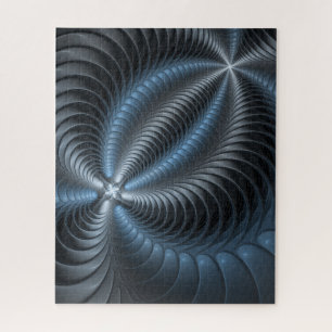 Puzzle Plastique bleu gris 3D Fractal Art moderne Abstrai