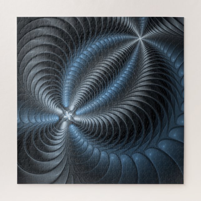 Puzzle Plastique bleu gris 3D Fractal Art moderne Abstrai (Vertical)