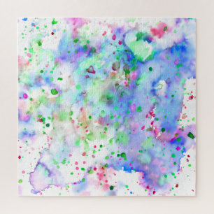 Puzzle Plat de peinture bleu violet rose et vert amusant