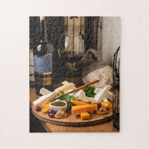 Puzzle Plateau de fromage de vin rustique Nourriture savo