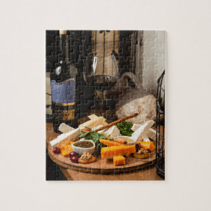 Puzzle Plateau de fromage de vin rustique Nourriture savo