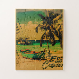 Puzzle Playa del Carmen Mexique Vintage voyage Palm Beach