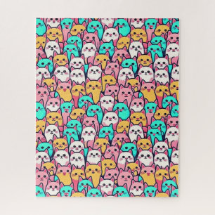 Puzzle Playful Minimalist Cats in Multi-Coloured Pastels