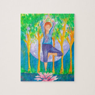 Puzzle Pleine lune Femme Yoga Pose