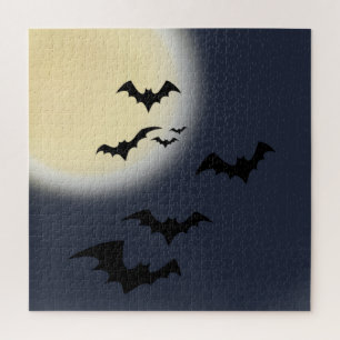 Puzzle Pleine lune Halloween avec chauves-souris