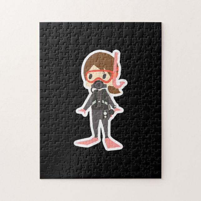 Puzzle Plongée J'Aime Snorkeling nage fille enfants (Vertical)