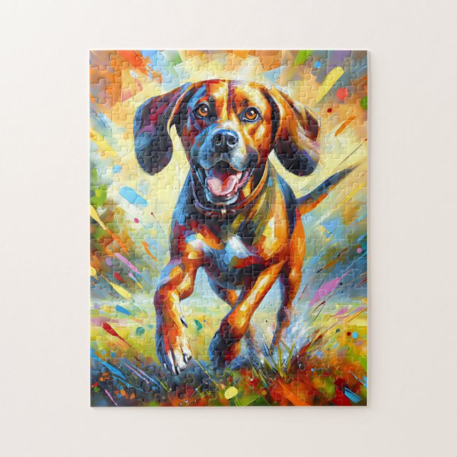 Puzzle Plott Hound Dog Portrait Acrylique Art Imprimer (Vertical)
