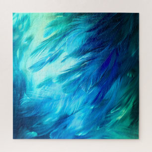 Puzzle Plume Abstraite Bleu Vert