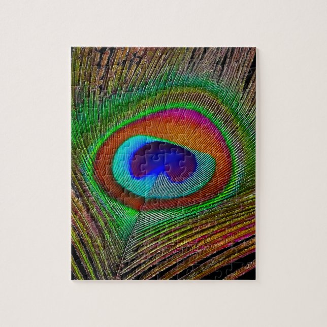 Puzzle Plume de paon cuivré vibrant (Vertical)