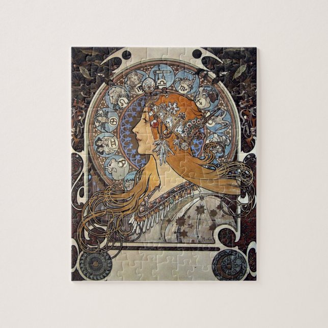 Puzzle Plume Zodiac Woman par Alphonse Mucha - Art Nouvea (Vertical)