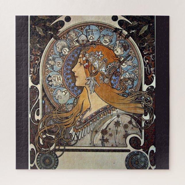 Puzzle Plume Zodiac Woman par Alphonse Mucha - Art Nouvea (Vertical)