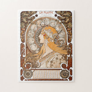 Puzzle Plume Zodiac Woman par Alphonse Mucha - Art Nouvea