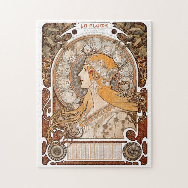 Puzzle Plume Zodiac Woman par Alphonse Mucha - Art Nouvea (Vertical)
