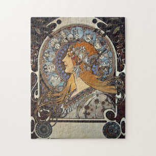 Puzzle Plume Zodiac Woman par Alphonse Mucha - Art Nouvea